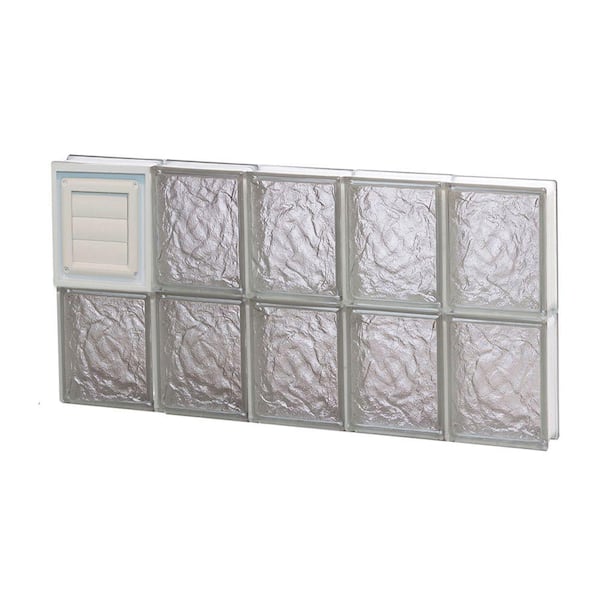 Clearly Secure 28.75 in. x 15.5 in. x 3.125 in. Frameless Ice Pattern Glass Block Window with Dryer Vent