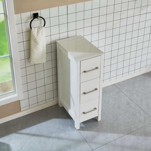 Vanity Art 12 in. W x 18.5 in. D x 30 in. H Bath Vanity Side Cabinet in Grey with Engineered Marble Top