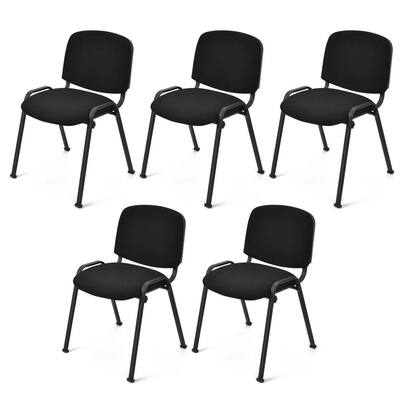 Black Sponge-Cushioned Ergonomic Conference Chairs without Arms Set of 5