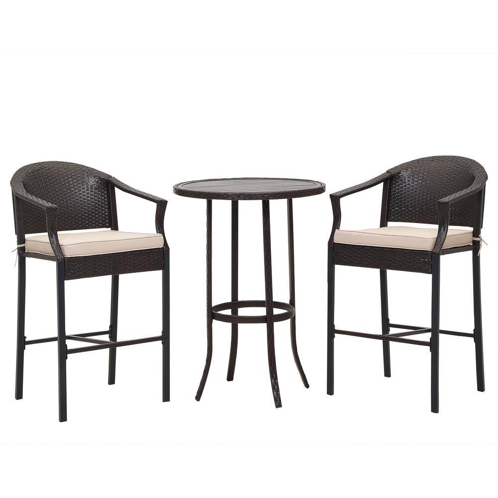 wicker bistro bar set