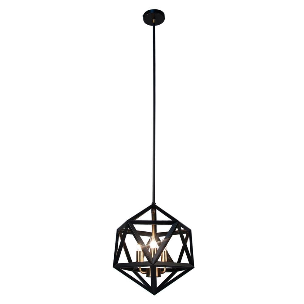 Modern Mini Black Drum 3-Light Ceiling Chandelier