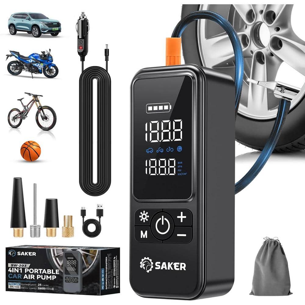 Tire Inflator Portable Air Compressor for Car Dual-Use Cordless Auto Shut-O
