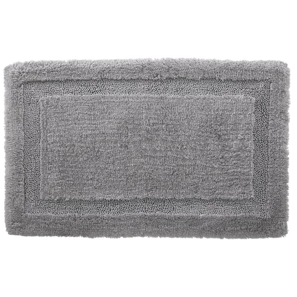StyleWell Stone Gray 25 in. x 40 in. Non-Skid Cotton Bath Rug with Border