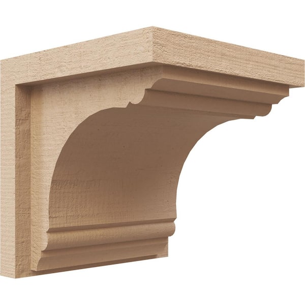 Ekena Millwork 6 in. x 6 in. x 6 in. Series 1 Wide Warren Rough Cedar Woodgrain Timberthane Polyurethane Corbel, Primed Tan