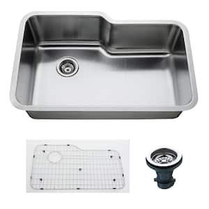 Oceanus Undermount 16-Gauge Stainless Steel 31.88 in. Single Bowl Kitchen Sink with Grid and Strainer