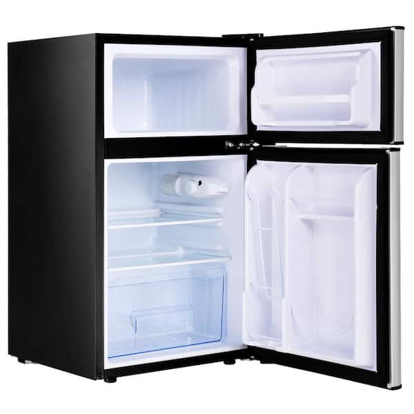 Costway 3.2 Cu.Ft. Compact Refrigerator Mini Dorm Small Fridge Freezer  Reversible Door 