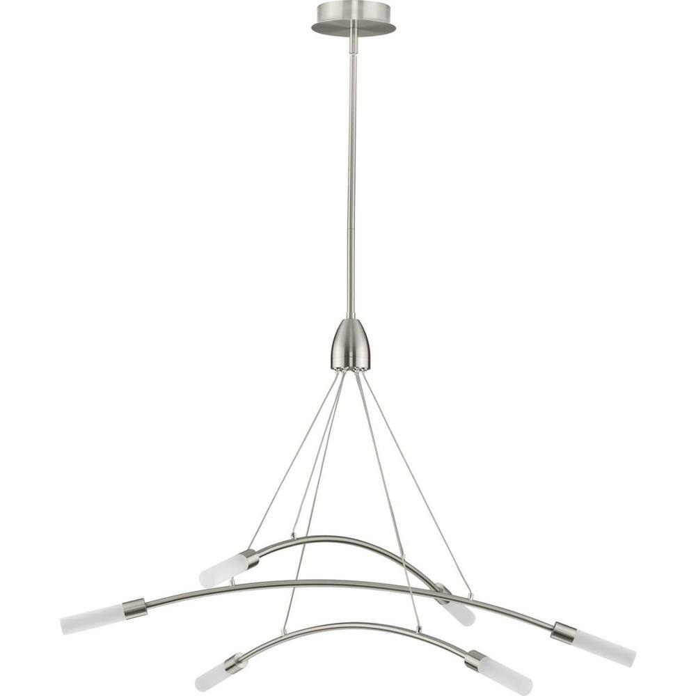 Kylo 6-Light Brushed Nickel LED Chandelier with Frosted Acrylic Shades
