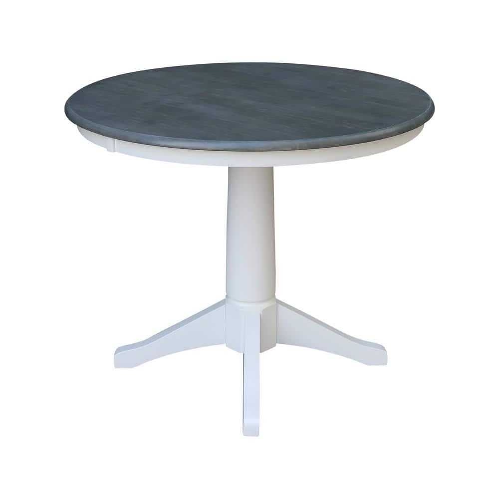 36" Round White and Gray Solid Wood Dining Table