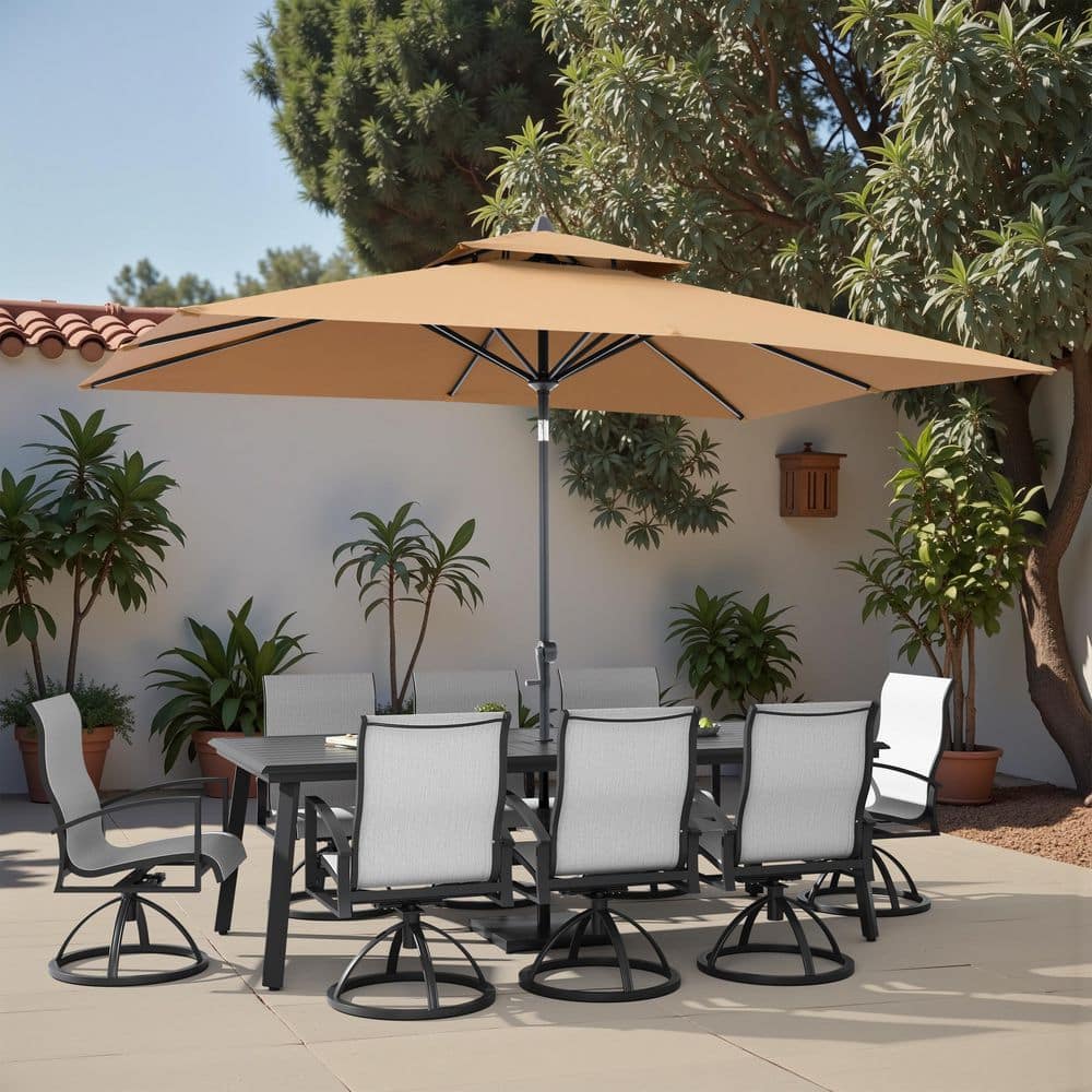 Crestlive Products 11-Piece Outdoor Dining Table with Patio Umbrella ...
