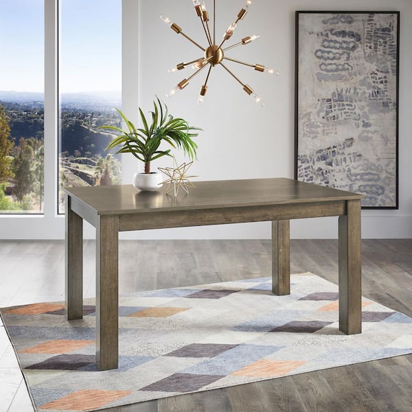 Grey 60 in. Wood Finish Parson 4 Legs Dining Table Seats 6
