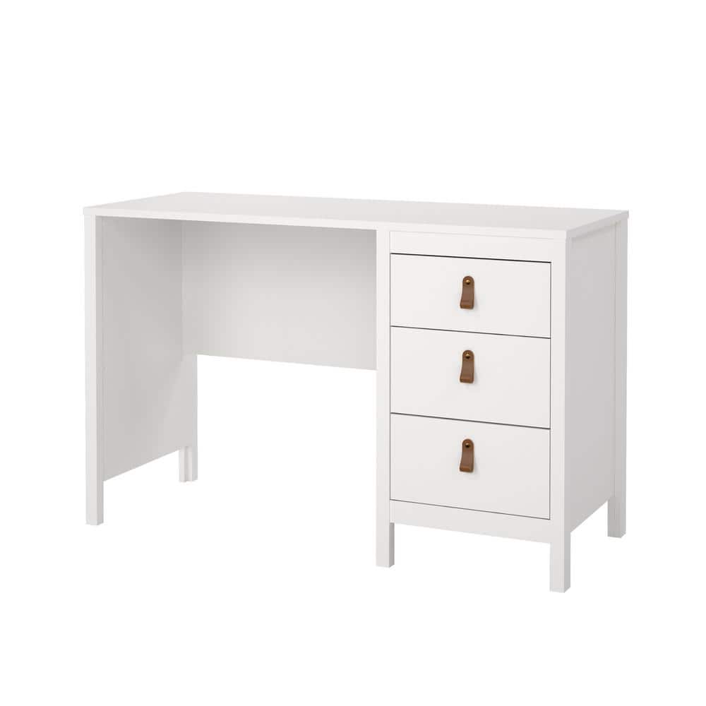 Tvilum Madrid 47 in. Rectangular White Engineered Wood 3 Drawer Writing Desk with Modesty Panel 796814949 The Home Depot