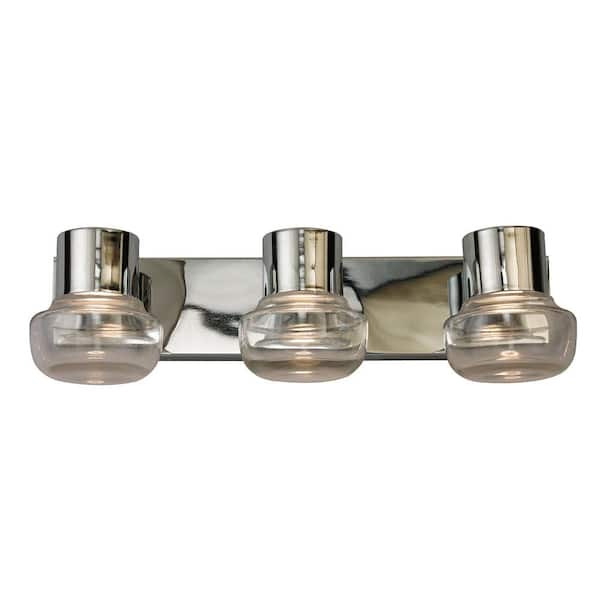 Eglo Belby 3-Light Chrome LED Vanity Light with Clear Glass Shades