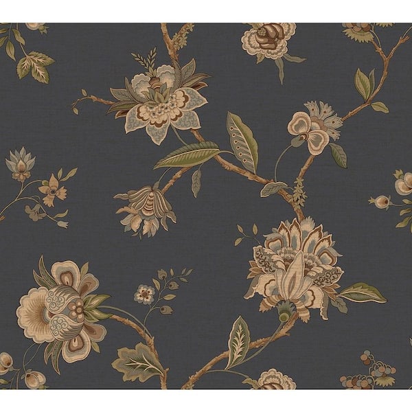 Chesapeake Monaco Blue Jacobean Trail Blue Wallpaper Sample