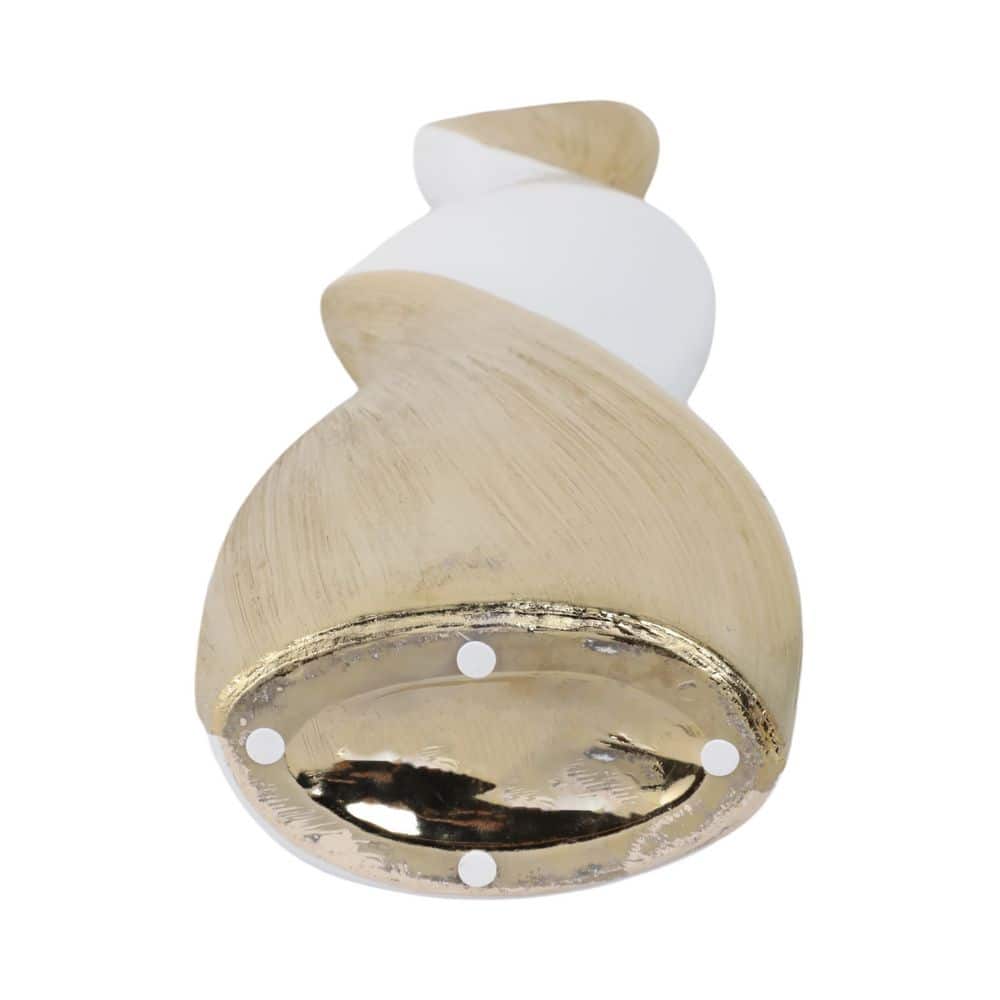24" Twisted White and Gold Ceramic Vase