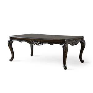 Griffith 53 in. Black Rectangle Wood Coffee Table with Leaf Motifs