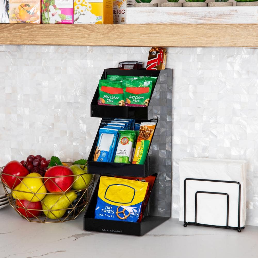 Black Acrylic 3-Tier Coffee and Tea Station Organizer