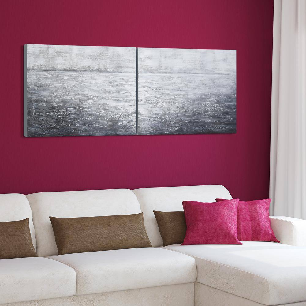 Silver Light Textured Abstract Hand Painted Canvas Set