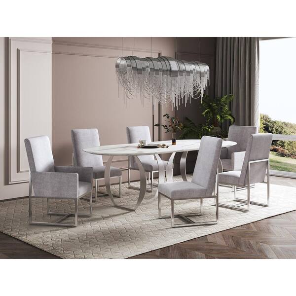 Grey velvet dining best sale chairs set of 6