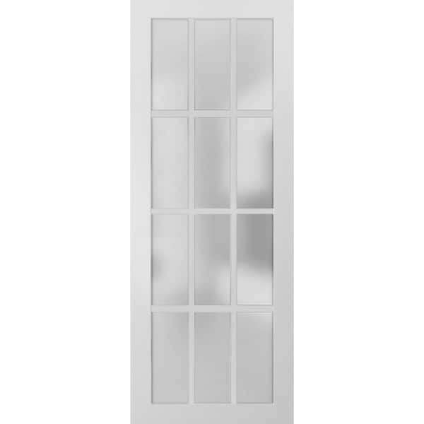 28 in. x 30 in. Solid Wood Frosted glass White Interior Door Slab