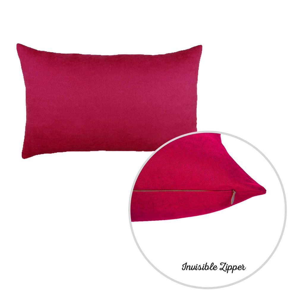 Dark Pink Polyester Lumbar Pillow Covers Set of 2