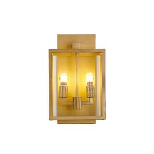Maxwell 2-Light Gold Hardwired Outdoor Wall Lantern Sconce