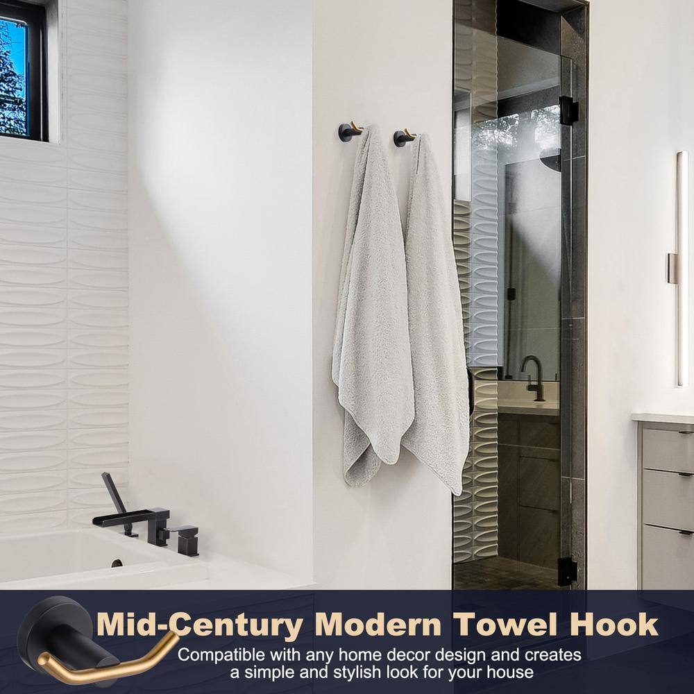 Matte Black and Gold Stainless Steel Wall-Mounted J-Hook