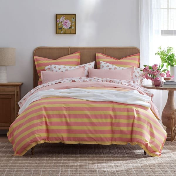 Company Cotton Sunshine & Blooms Stripe Percale Comforter