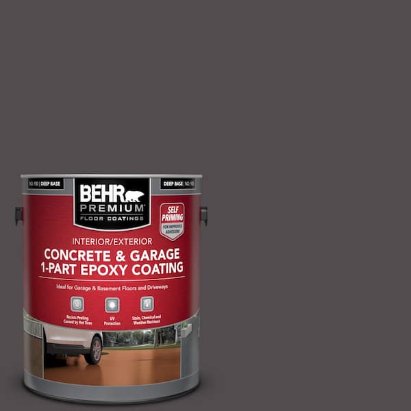 BEHR PREMIUM 1 gal. #N570-7 Black Elegance Self-Priming 1-Part Epoxy Satin Interior/Exterior Concrete and Garage Floor Paint