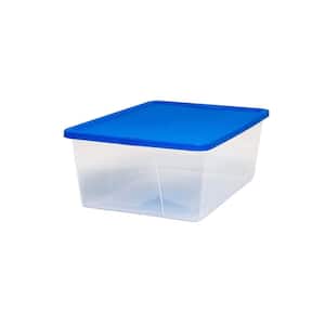 Snaplock 12 Quart Clear Storage Container with Blue Lid, Set of 8