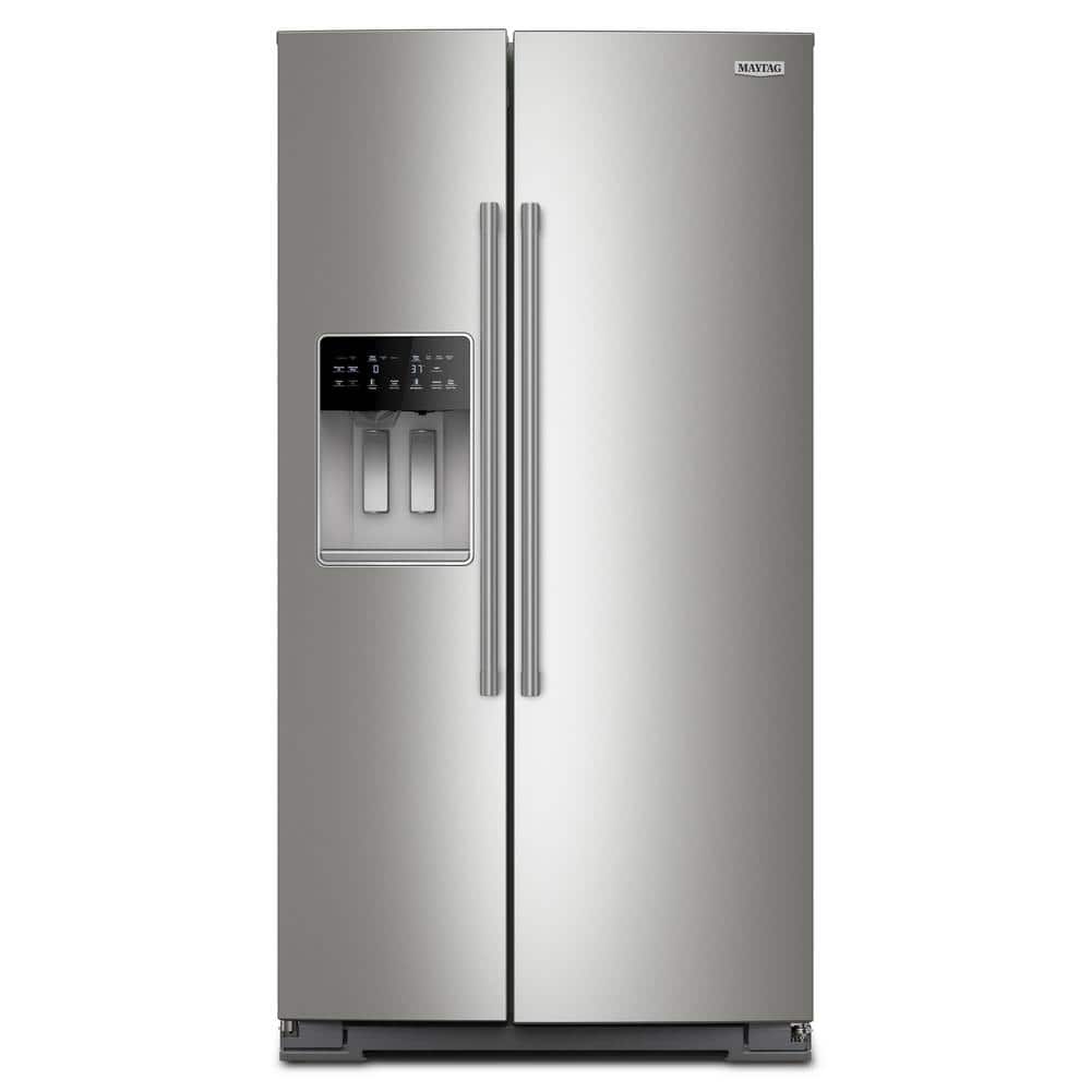 Maytag 20.55 Cu Ft, Counter Depth Side-By-Side Refrigerator, Exterior Ice And Water Dispenser In Fingerprint-Resistant Stainless Finish on Fridge.com