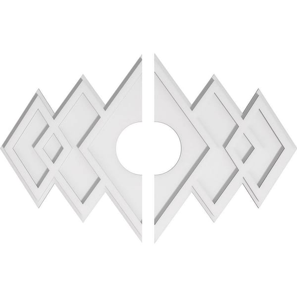 Ekena Millwork 32 in. W x 21-3/8 in. H x 6 in. ID x 1 in. P Zoe Architectural Grade PVC Contemporary Ceiling Medallion (2-Piece)