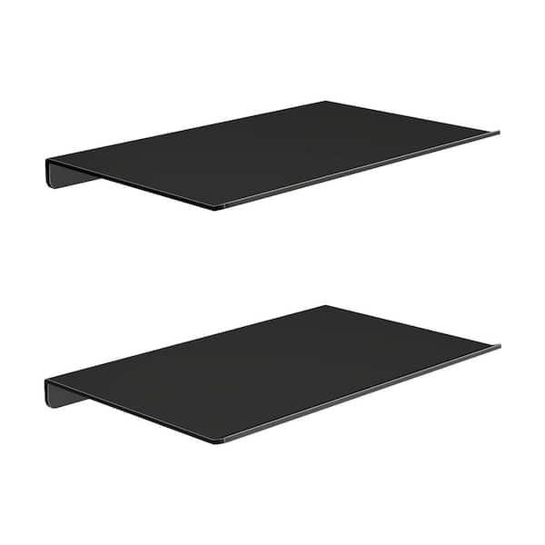 8 in. W x 5 in. D x 2 in. H Black Wall Mounted Floating Shelf Set of 2 for Bathroom, Bedroom, Kitchen Storage and Decor