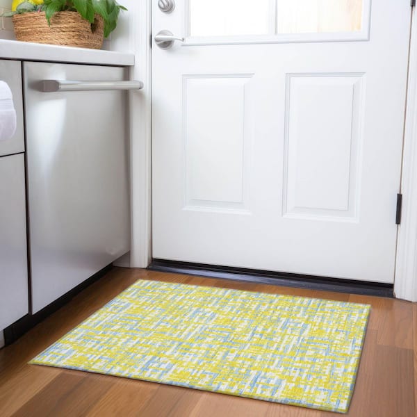 Mayfield Premium Machine Washable Abstract AMF1060 Yellow 2 ft. x 3 ft. Area Rug