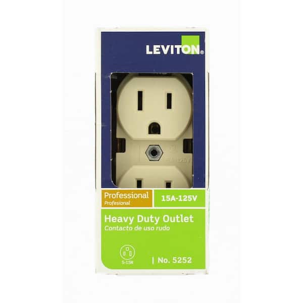 15 Amp 125 V Industrial Grade Duplex Outlet/Receptacle, Ivory (1-Pack) 5252-IS