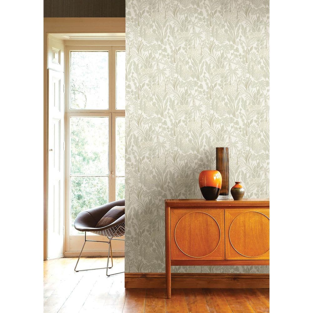 Taupe Jungle Tiger Peel and Stick Wallpaper Roll