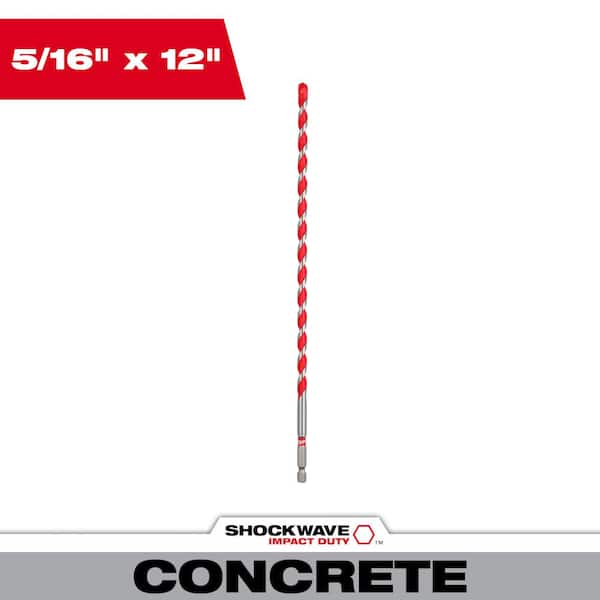 Milwaukee 5/16 in. x 10 in. x 12 in. Carbide Hammer Drill Bit for Concrete, Stone, Masonry Drilling