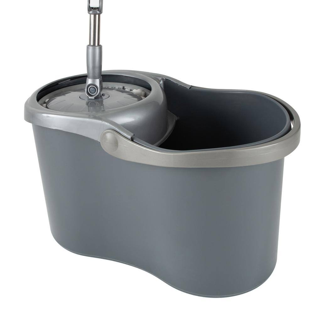 Simplify Gray Microfiber Self Wringing Mop & Bucket Set