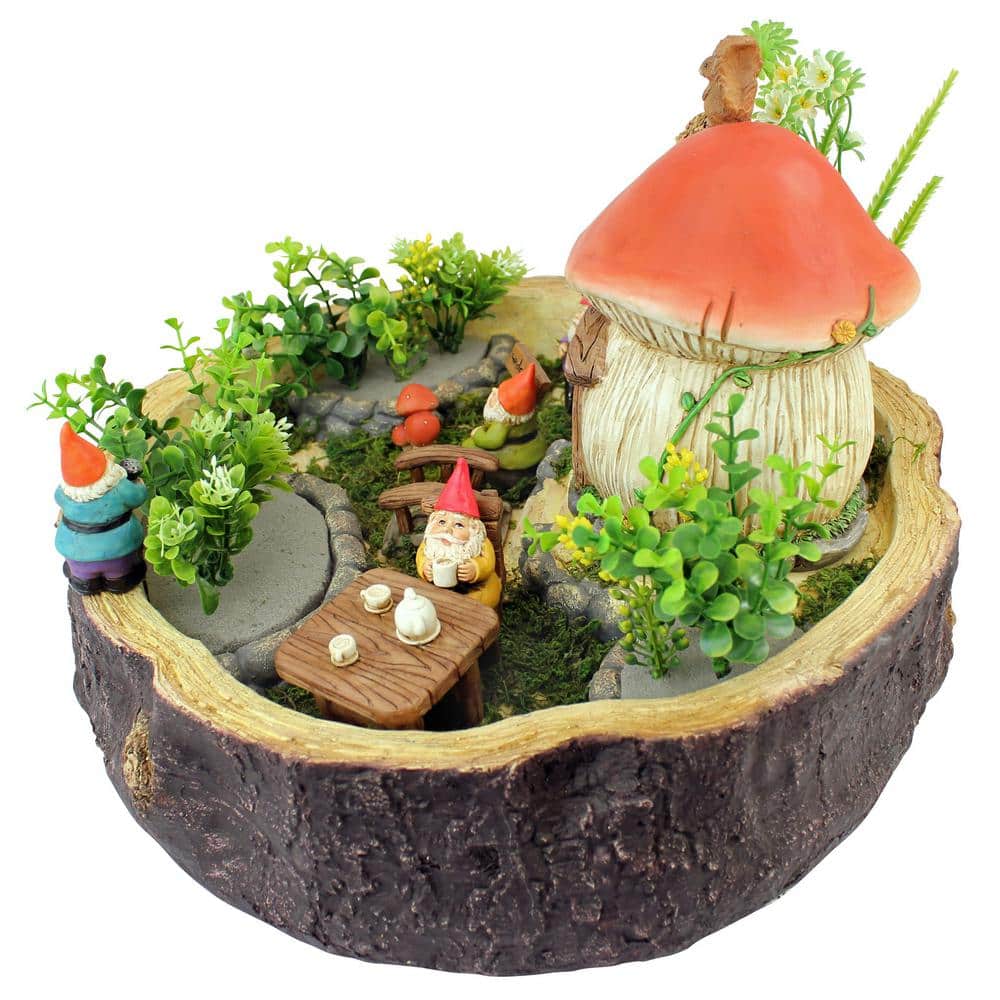 Miniature Gnome Garden with Faux Log and Accessories