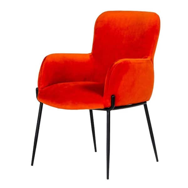 Benjara Orange Fabric Sleek Tapered Legs Dining Chair