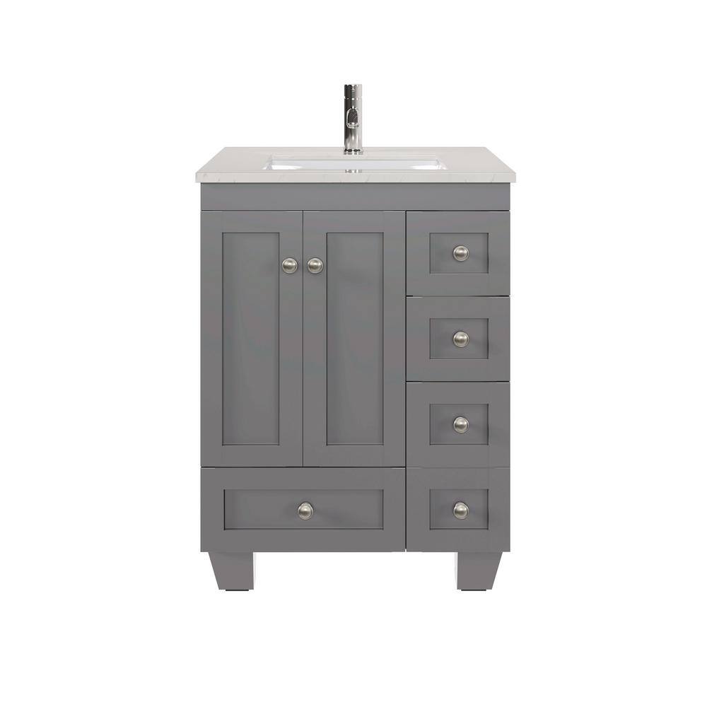 Eviva Happy 24 in. W. x 18 in. D Gray Bathroom Vanity with White ...