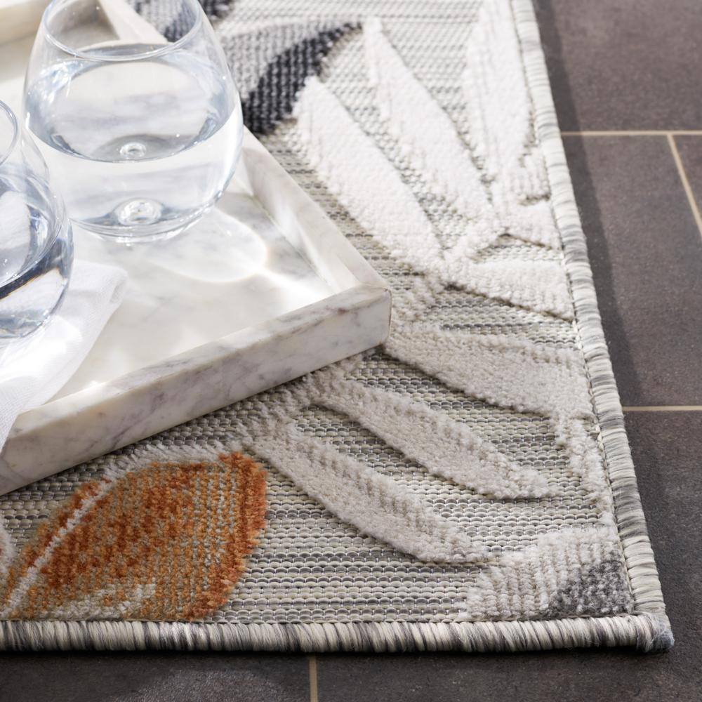 Cabana Ivory Floral Synthetic 2' x 9' Runner Rug