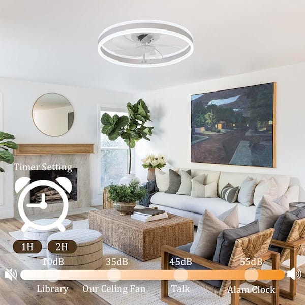Shinevoy 20 in. Indoor Modern White Ceiling Fan with LED Light