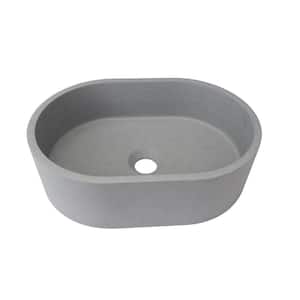 Gray Concrete Double Oval Vessel Sink without Faucet and Drain