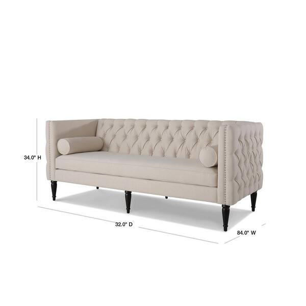 Jennifer Taylor Diane 84 In Sky Neutral Yarndye Fabric 3 Seater Tuxedo Sofa With Nailheads 63730 970 The Home Depot Jennifer Taylor Diane 84 In Sky, Jennifer Taylor Home Sofa Bed