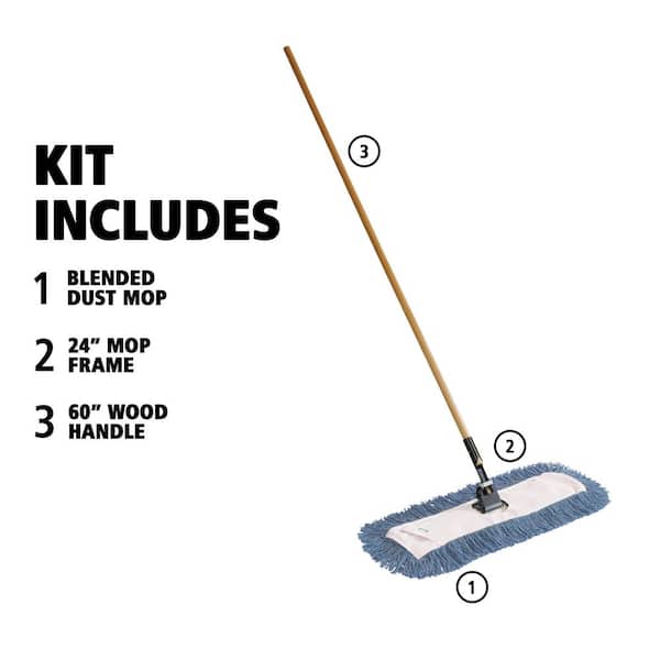 Rubbermaid Commercial Products 24 in Wood Handle Blended Dust Flat