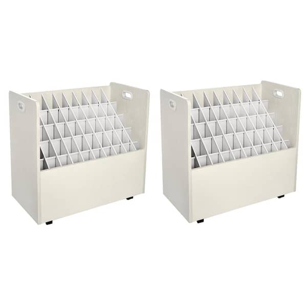 AdirOffice 50-Compartment White Mobile Wood Roll File Storage