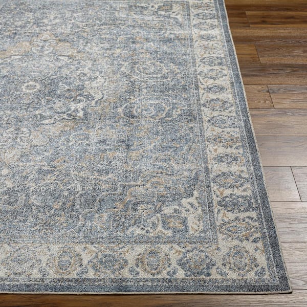 Lillian Sky Blue 7 ft. x 9 ft. Indoor Machine-Washable Area Rug