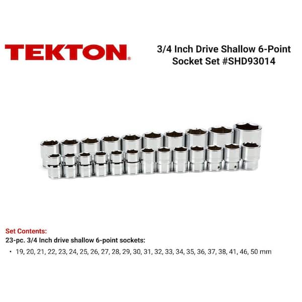 3/4 in. Drive 6-Point Socket Set, 19 mm - 50 mm (23-Piece)