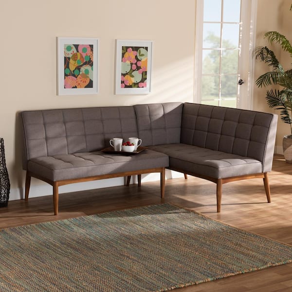 Sanford Grey and Walnut Brown Dining Sofa Bench