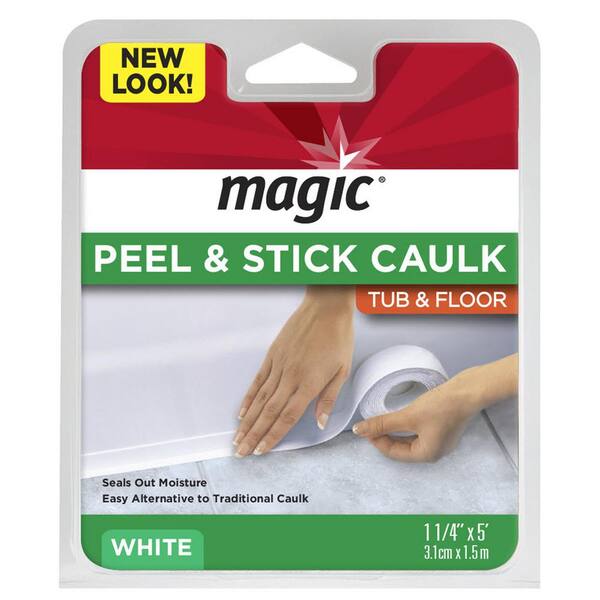 1-1/4 in x 5 ft Magic Tub and Floor Peel & Stick Caulk Strip in White 